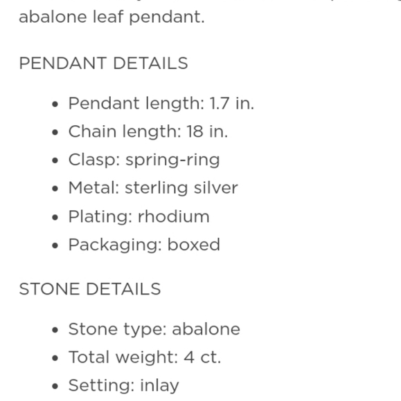 Real Abalone Sterling Silver Leaf Pendant Necklace - Picture 5 of 5